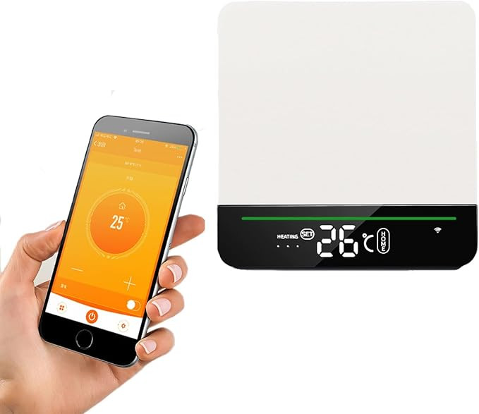 Intelligent Thermostat Water Underfloor Heating Room Thermostat White LCD WiFi Underfloor Heating Thermostats for Water Heating, Compatible with Alexa/Google Home 3A