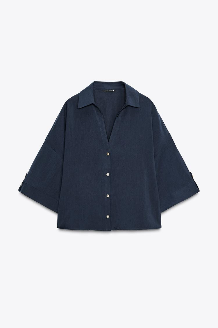Zara WIDE SHORT SLEEVE SHIRT