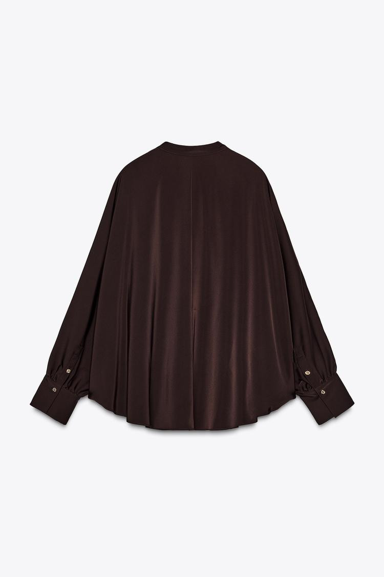 Zara SATIN BLOUSE WITH CAPE SLEEVES
