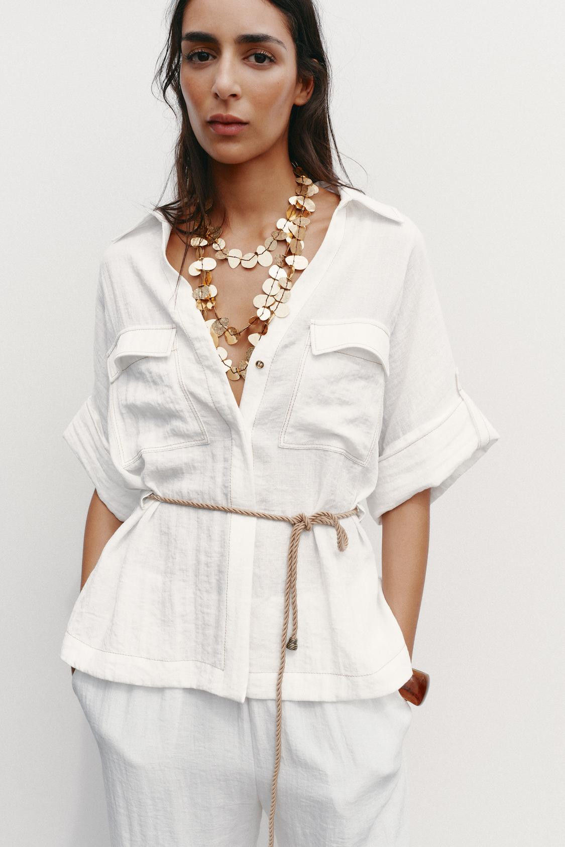 Zara BELTED SAFARI SHIRT