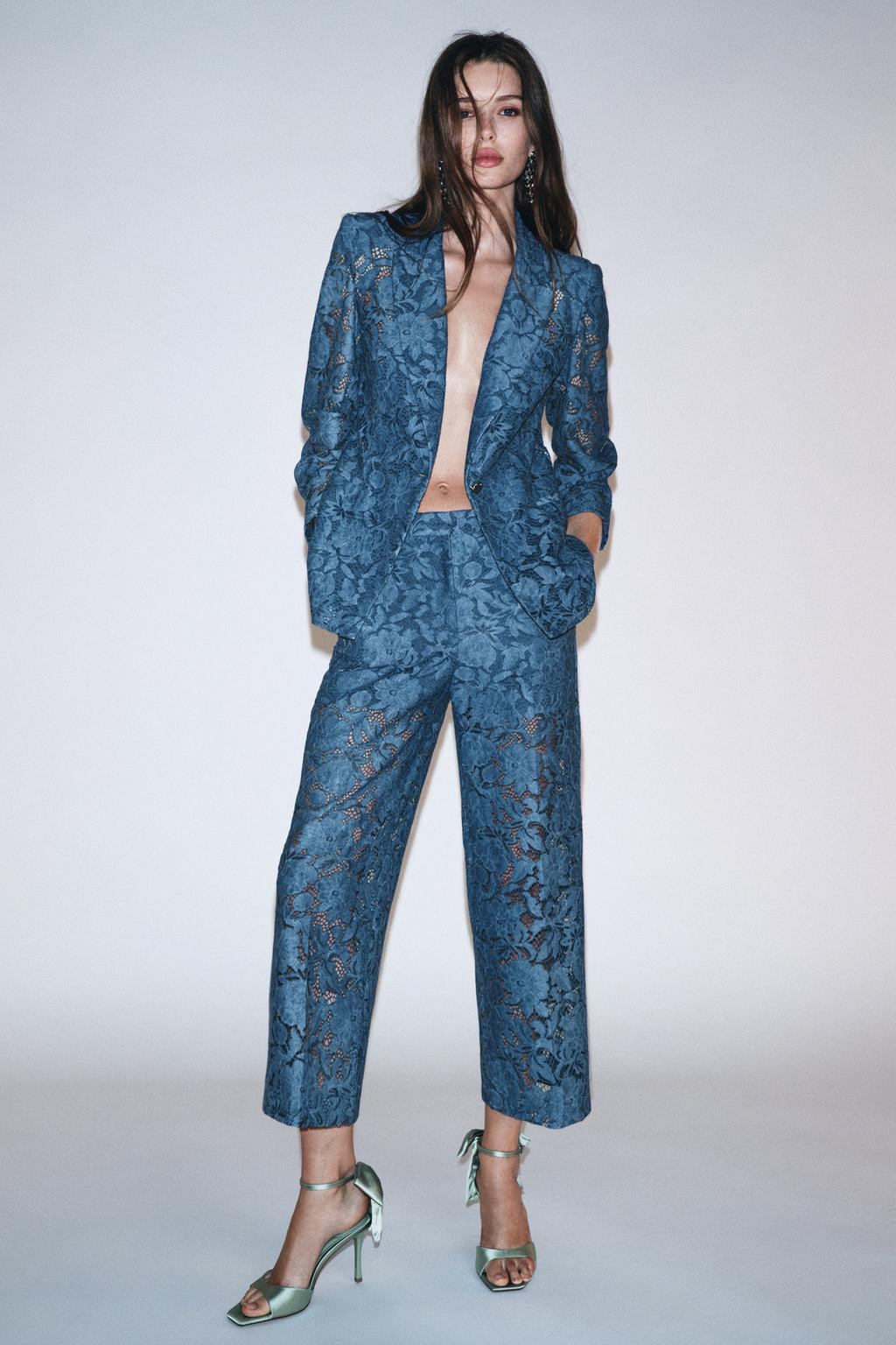 Zara CROPPED LACE TROUSERS