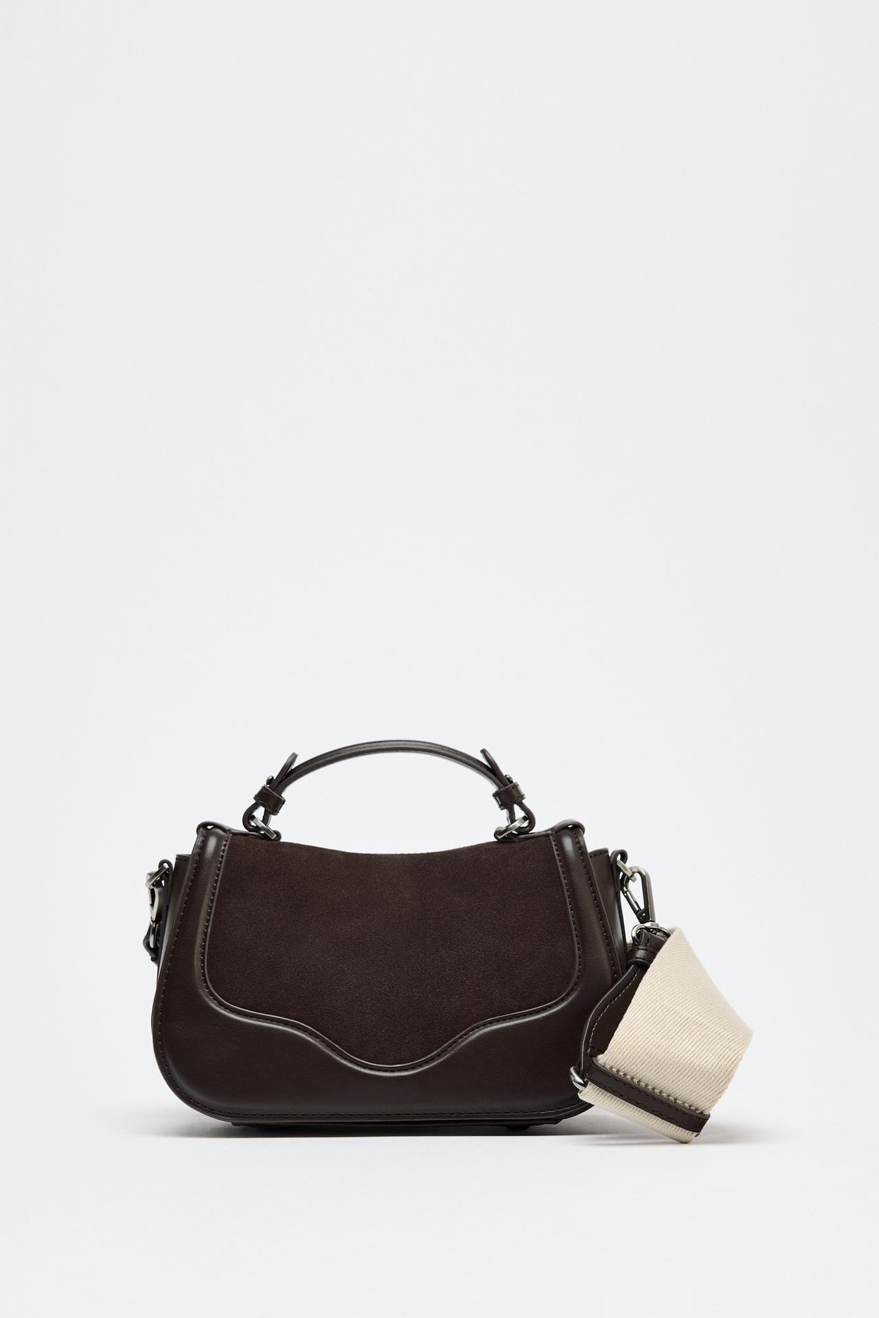 Zara LEATHER CROSSBODY BAG