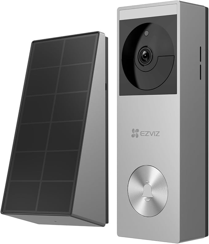 EZVIZ Wireless Doorbell with Solar Panel, Video Doorbell with 2K Camera, Colour Night Vision, Person Detection, 32GB eMMC Memory, Alexa Compatible, HP3 Pro