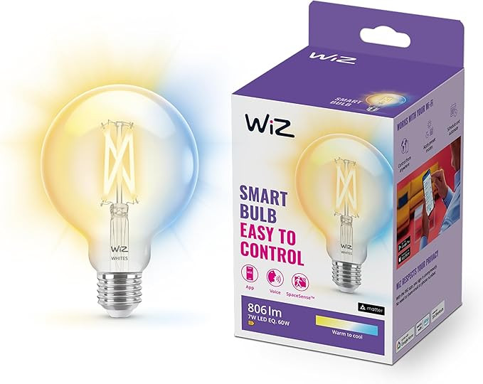 WiZ 60W E27 Globeform Filament Clear (TW) Einzelpack