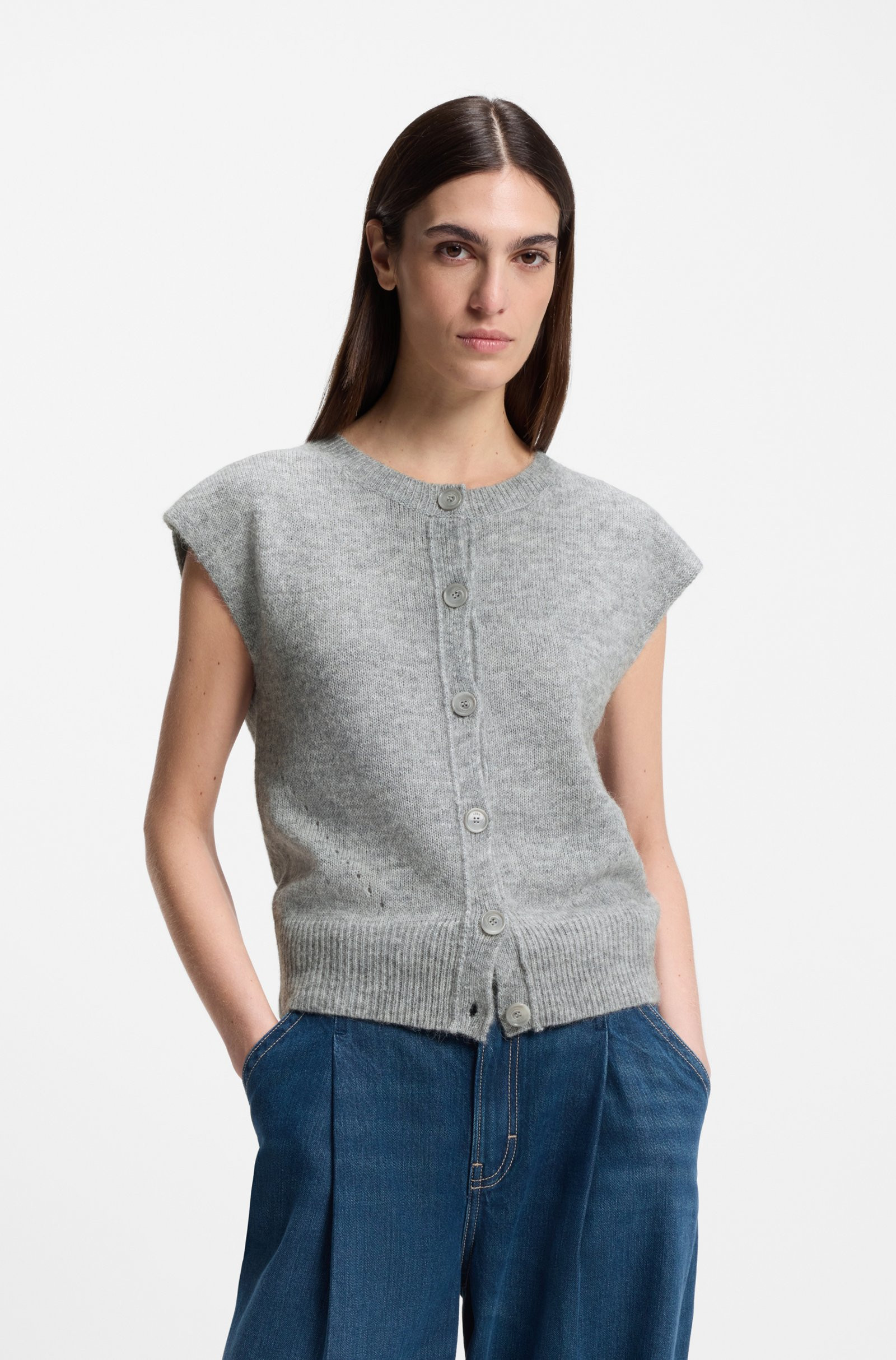 BOSS Sleeveless cardigan in a regular fit