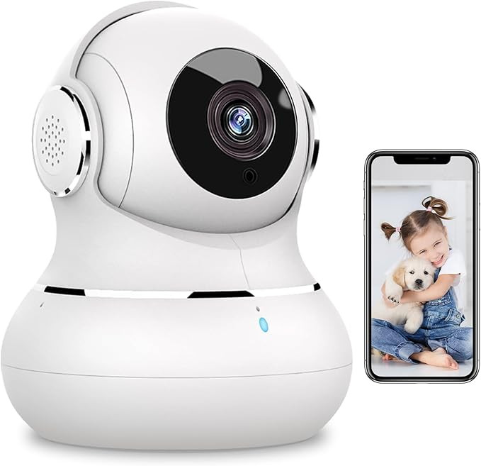 Little Elf Indoor Surveillance Camera, 2K Baby Monitor with Camera with Motion Detection, Noise Detection, 360° WiFi Camera Indoor Surveillance with 2-Way Audio, Night Vision, Pet Camera, App, Alexa