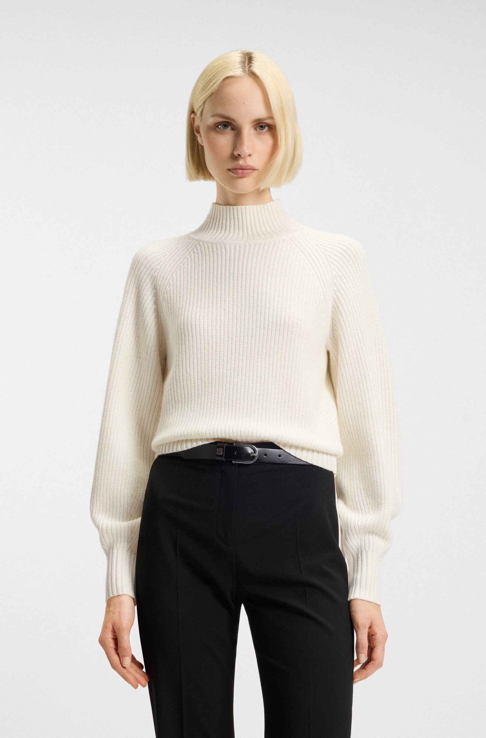 HUGO Loose-fit rollneck sweater with raglan sleeves