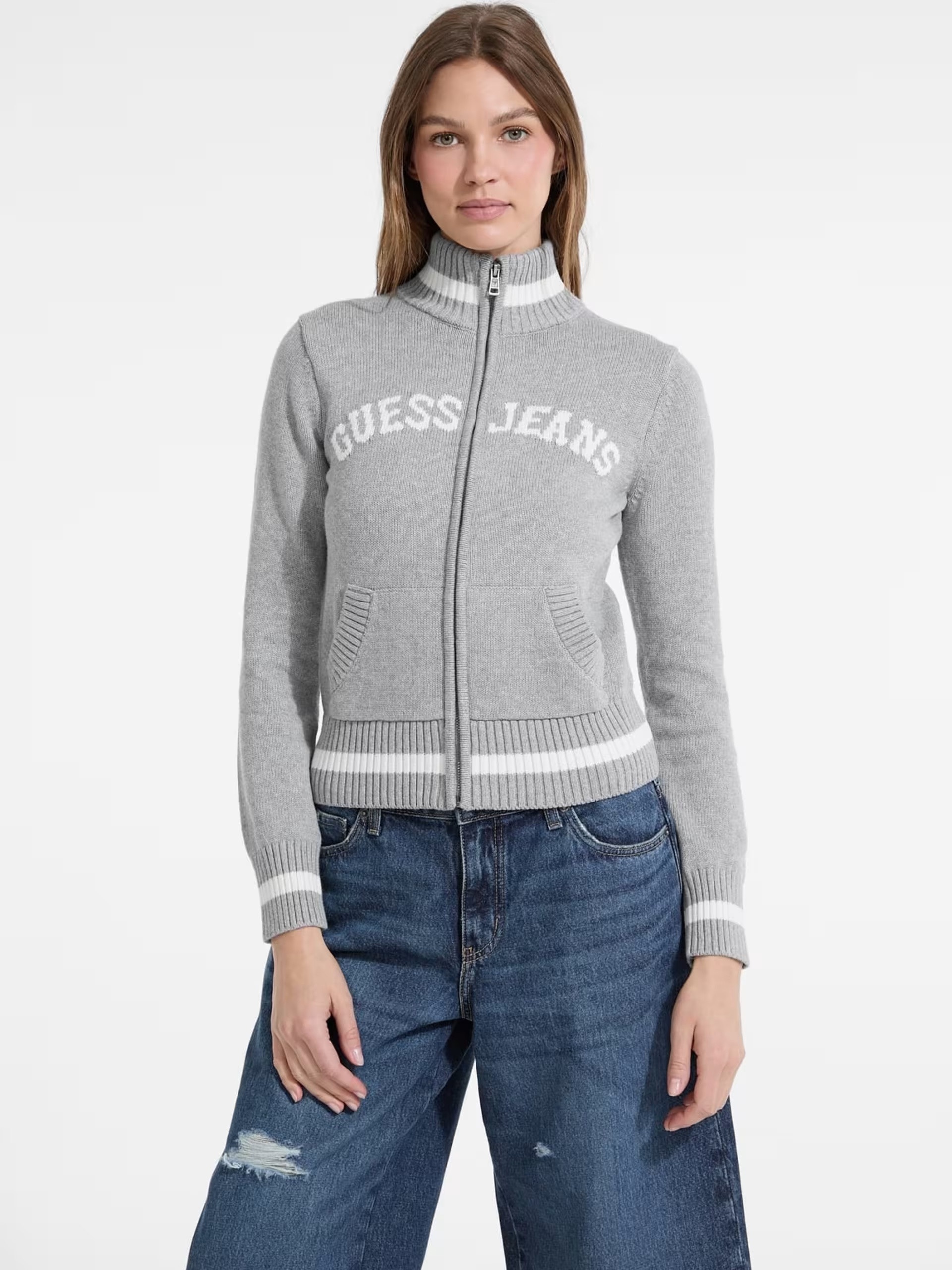 Guess Jeans Full zip logo sweater