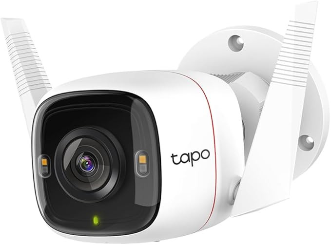 TP-Link Tapo C320WS Outdoor Surveillance Camera, WiFi IP Camera, 4MP High Resolution, 30 m Full Colour Night Vision, Motion Detection, IP66 Waterproof, Alarm Message, Two-Way Audio, White, Pack of 1