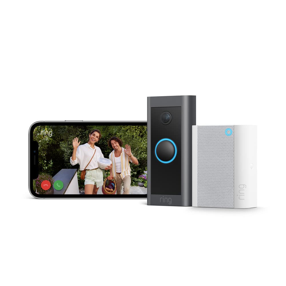 Ring Video Doorbell Cable (Video Doorbell Wired) + Chime | Doorbell with Camera, 1080p HD Video, Hardwired, Night Vision, Video Door Phone for Your Front Door, Works with Alexa