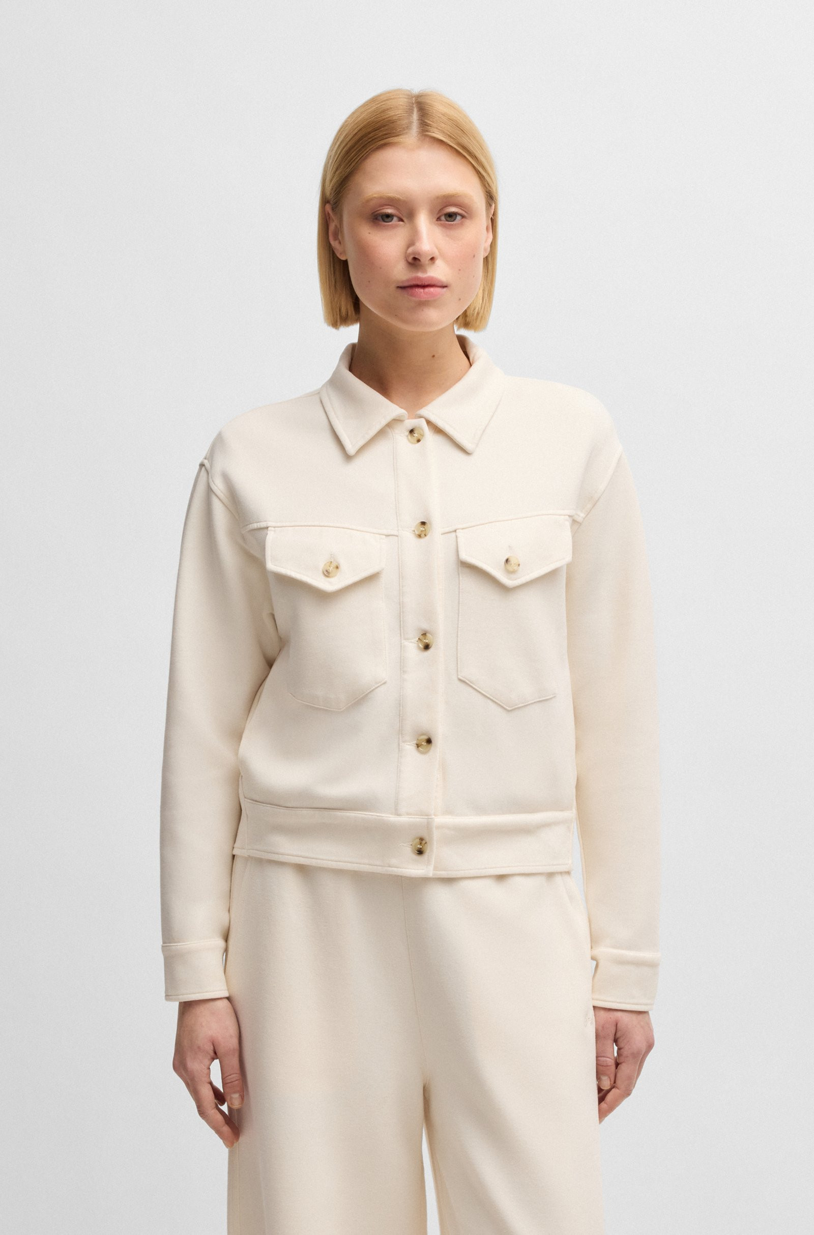 BOSS Stretch-jersey jacket with rear pleats