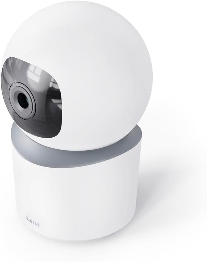Hama Indoor Surveillance Camera (Smart WLAN Camera with Night Vision, 1080p, Recording, Motion Sensor with Person Detection, Intercom, Indoor Camera Swivelling, Also for Pets, Baby Monitor) White