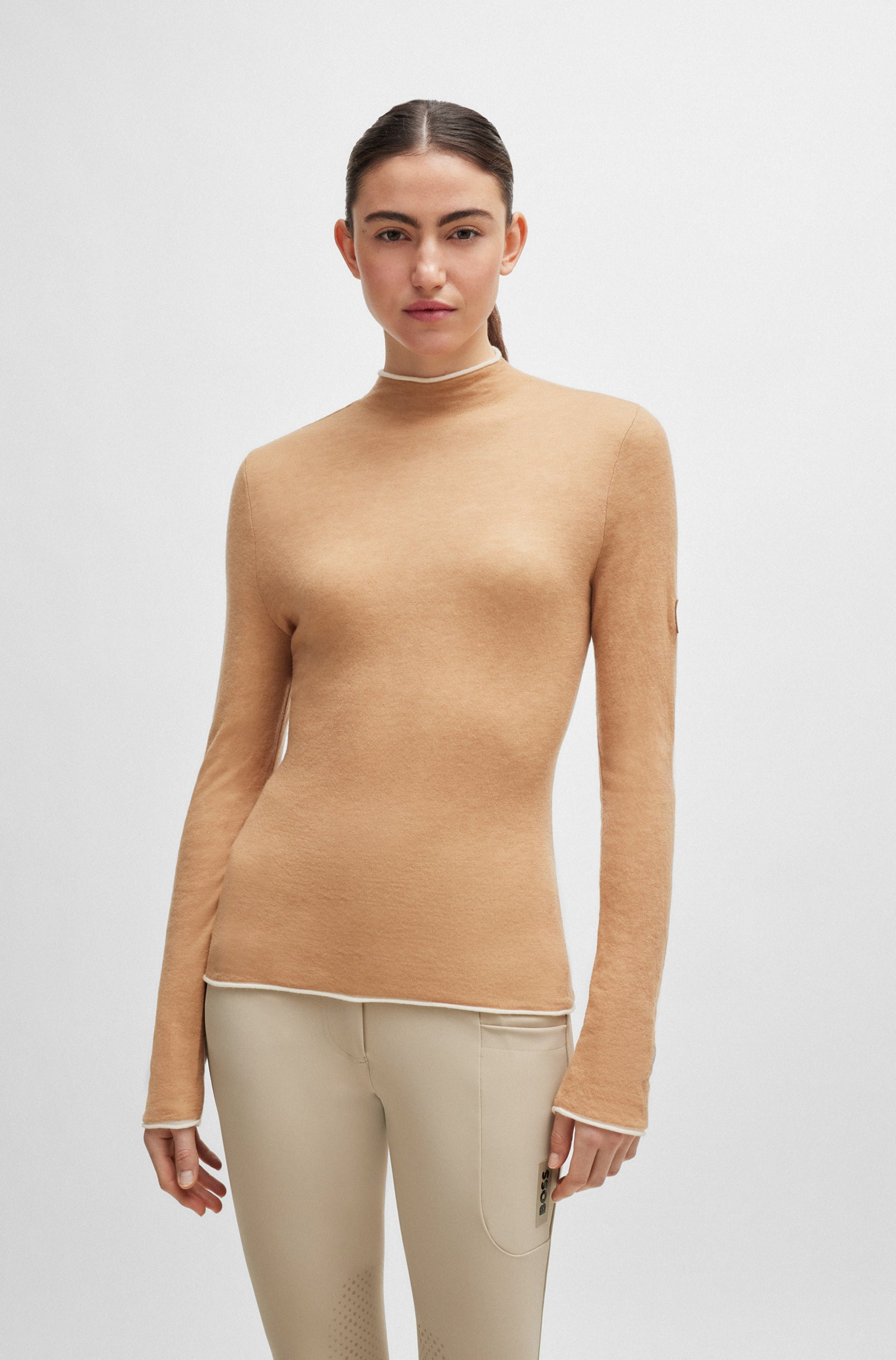 BOSS Equestrian soft-knit sweater with two-tone effect