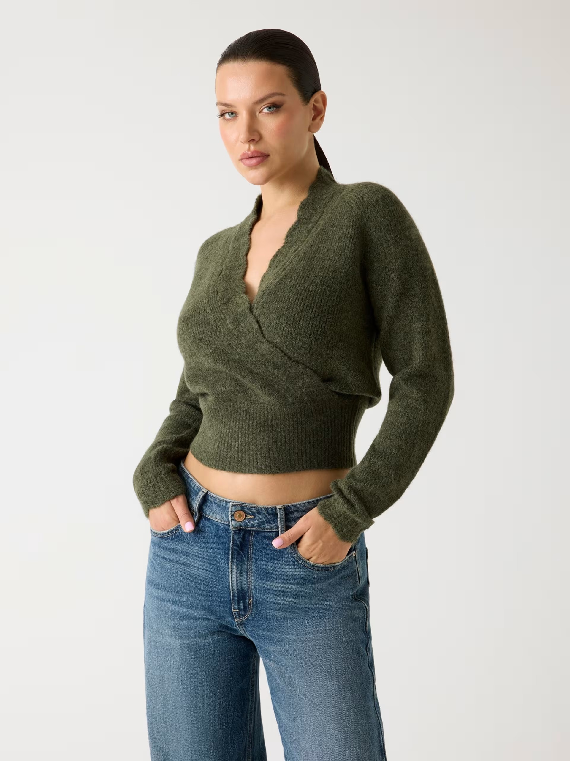 Guess Crochet-trim cropped sweater