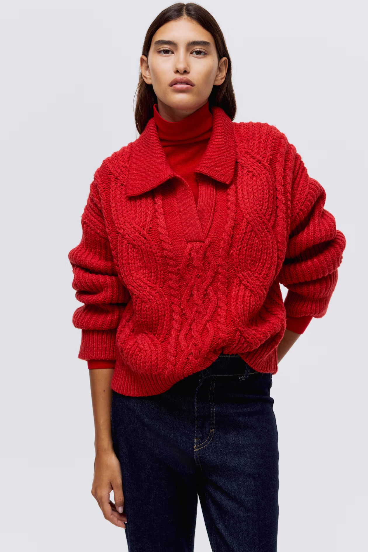 H&M Cable sweater with collar