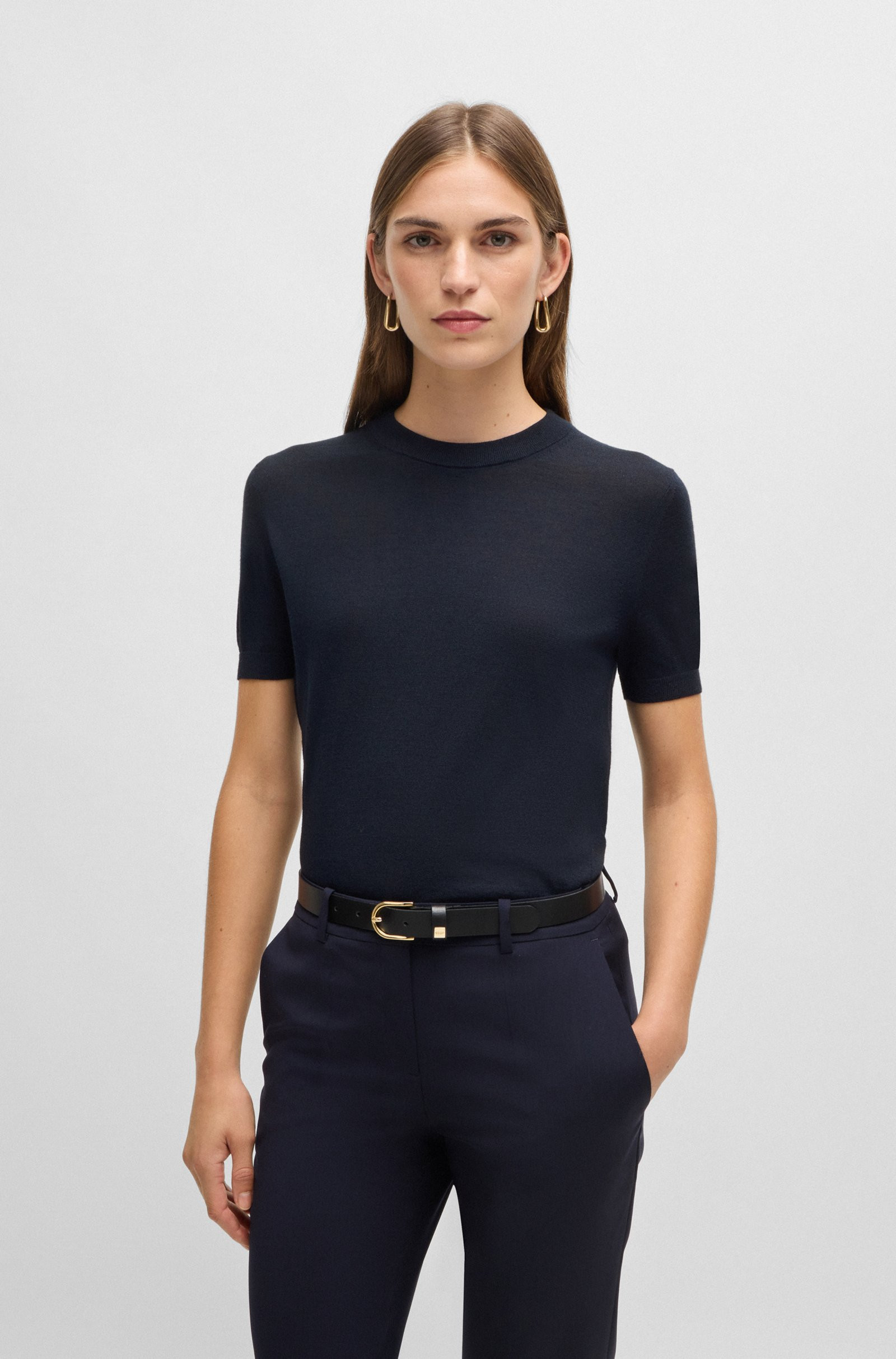 BOSS Knit t-shirt in merino wool