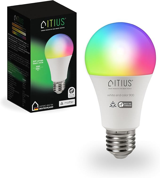 itius Matte LED Lamp E27 RGB+CCT | Thread Mesh | Bulb Multicoloured Dimmable, 2700-6400K, 900lm, 10W Bulb Smart Home Lighting for Alexa, Google, Apple