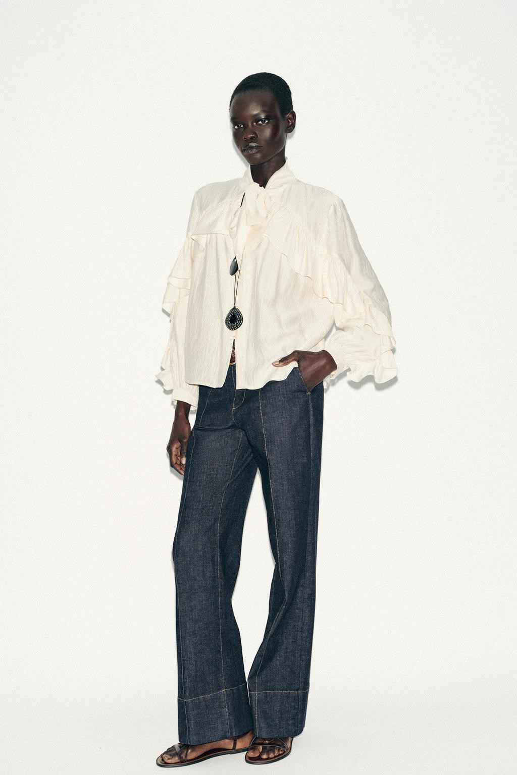 Zara RUFFLED BLOUSE WITH BOW