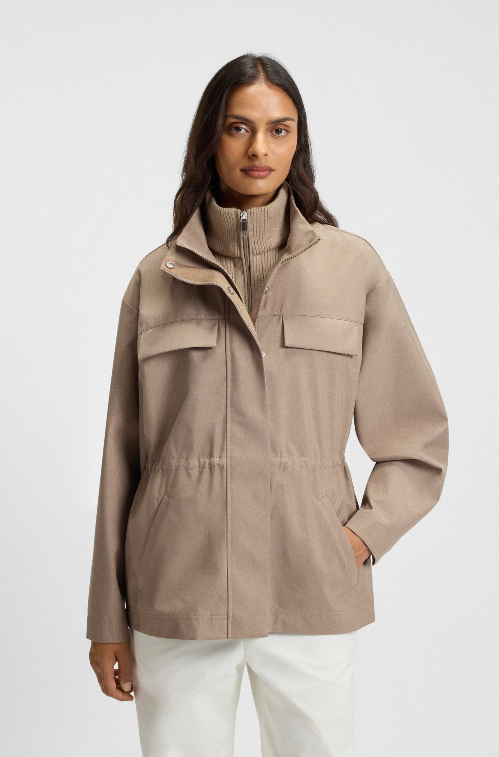 BOSS Water-repellent jacket with gathered waist
