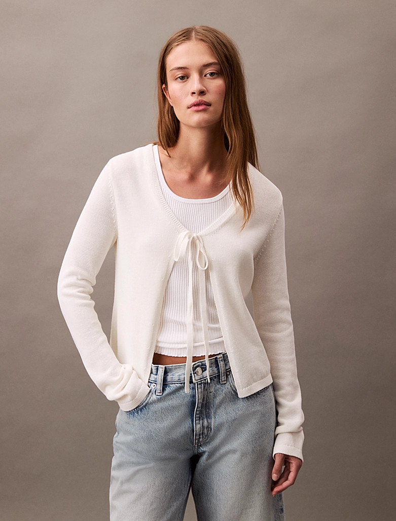 Calvin Klein Cardigan with lacing on the front made of cotton mix