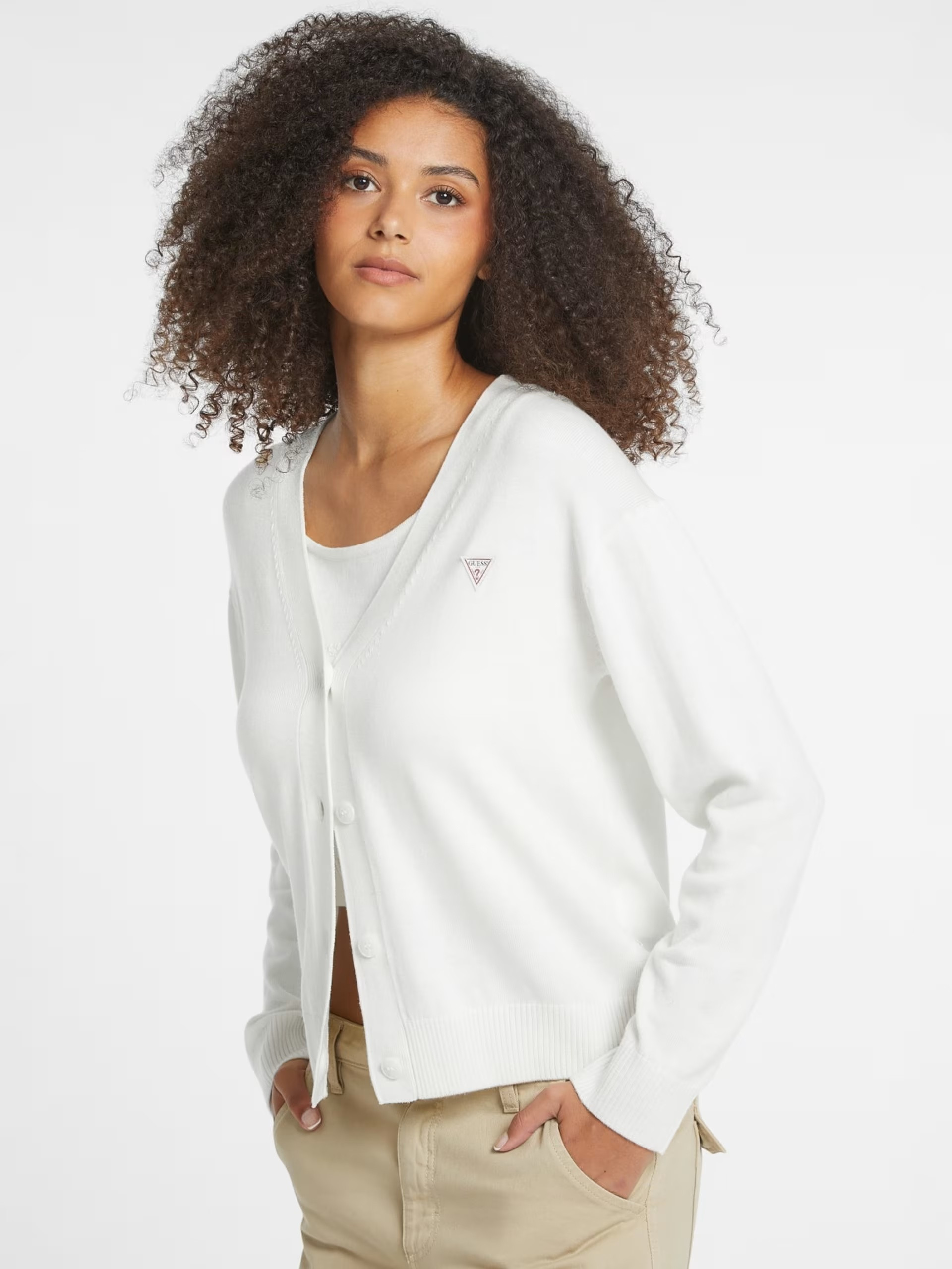 Guess Jeans Silk and Wool-Blend Mini Triangle Cardigan