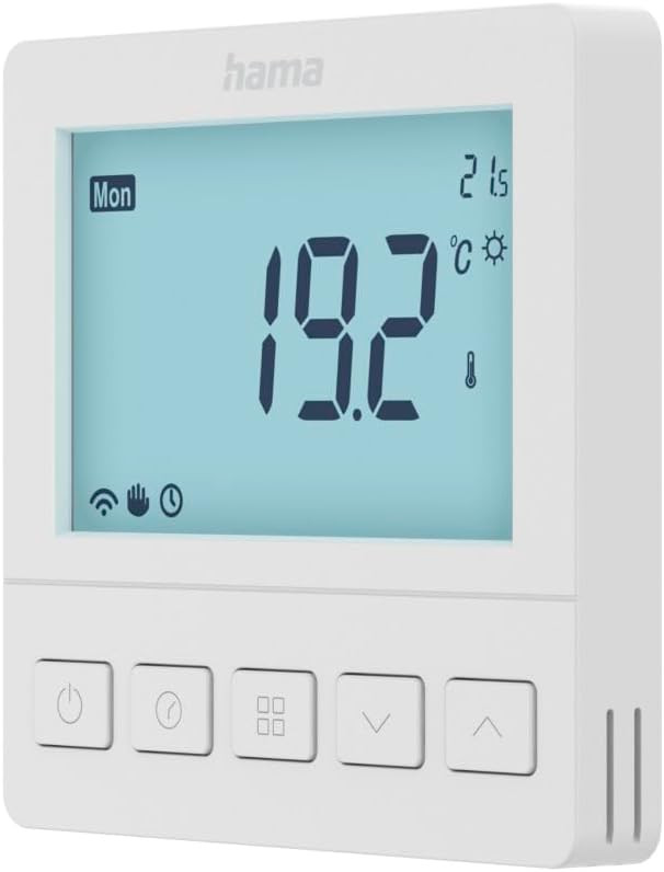 Hama Room Thermostat Underfloor Heating (Radiator Thermostat for Smart Home Underfloor Heating, Programmable, Flush-Mounted, LCD Display, with App, for Android, iOS, Alexa, Google Assistant, Siri)