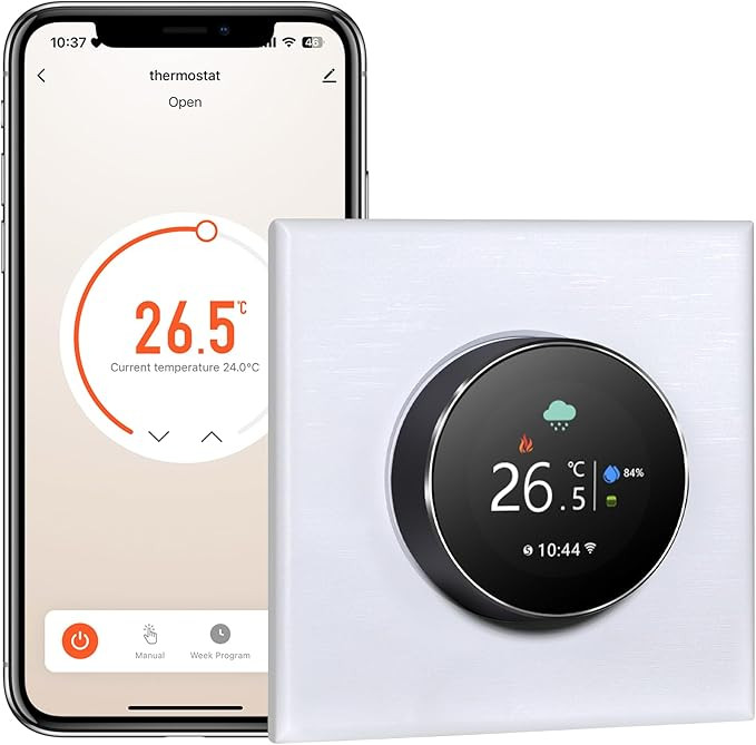 MVAVA Thermostat for Water Underfloor Heating, Smart WiFi Thermostat Compatible with Alexa and Google Assistant, Room Thermostat Compatible with Tuya Smart Life App Remote Control, White Brand: MVAVA