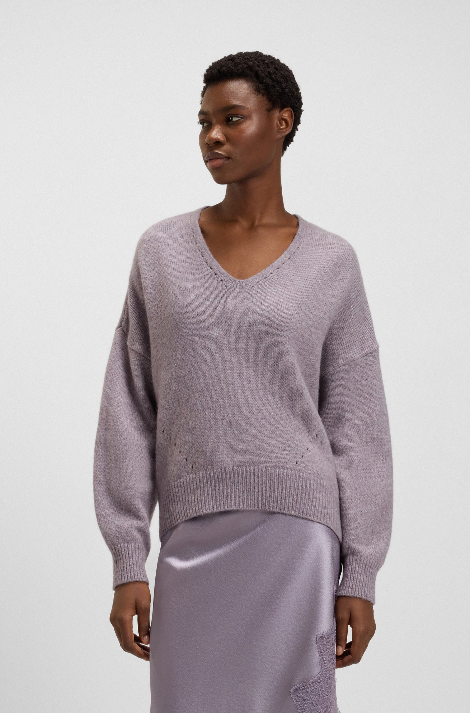 BOSS V-neck sweater in Italian yarn