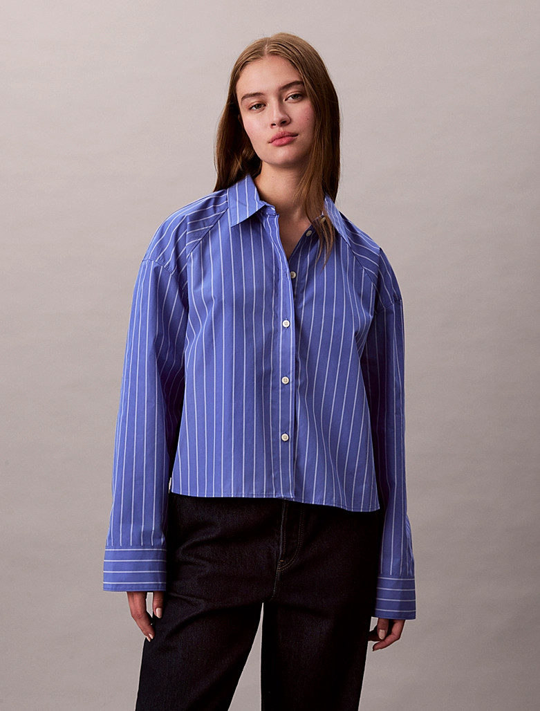 Calvin Klein Striped cropped button-down shirt with a boxy fit