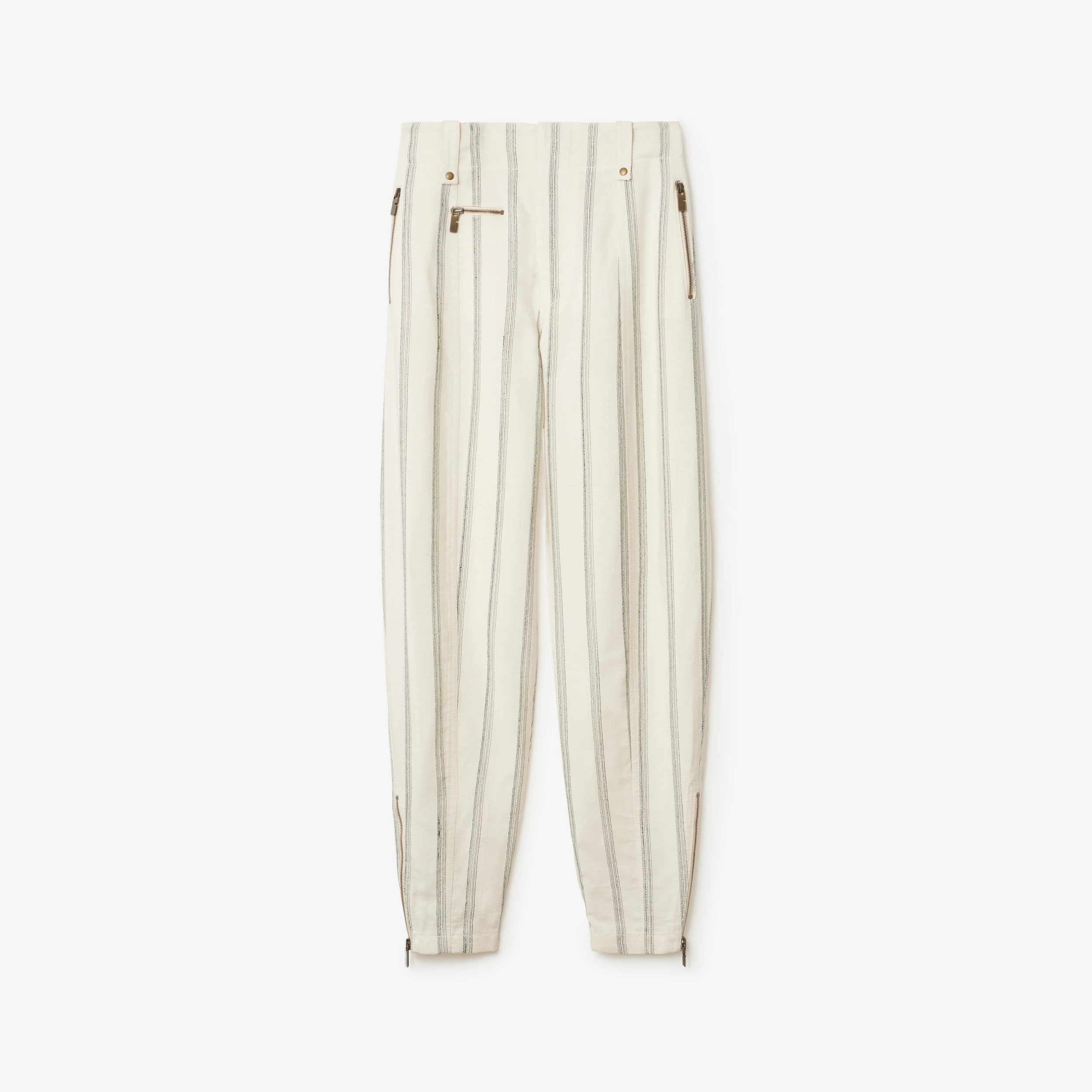Burberry Striped Silk Blend Tailored Trousers