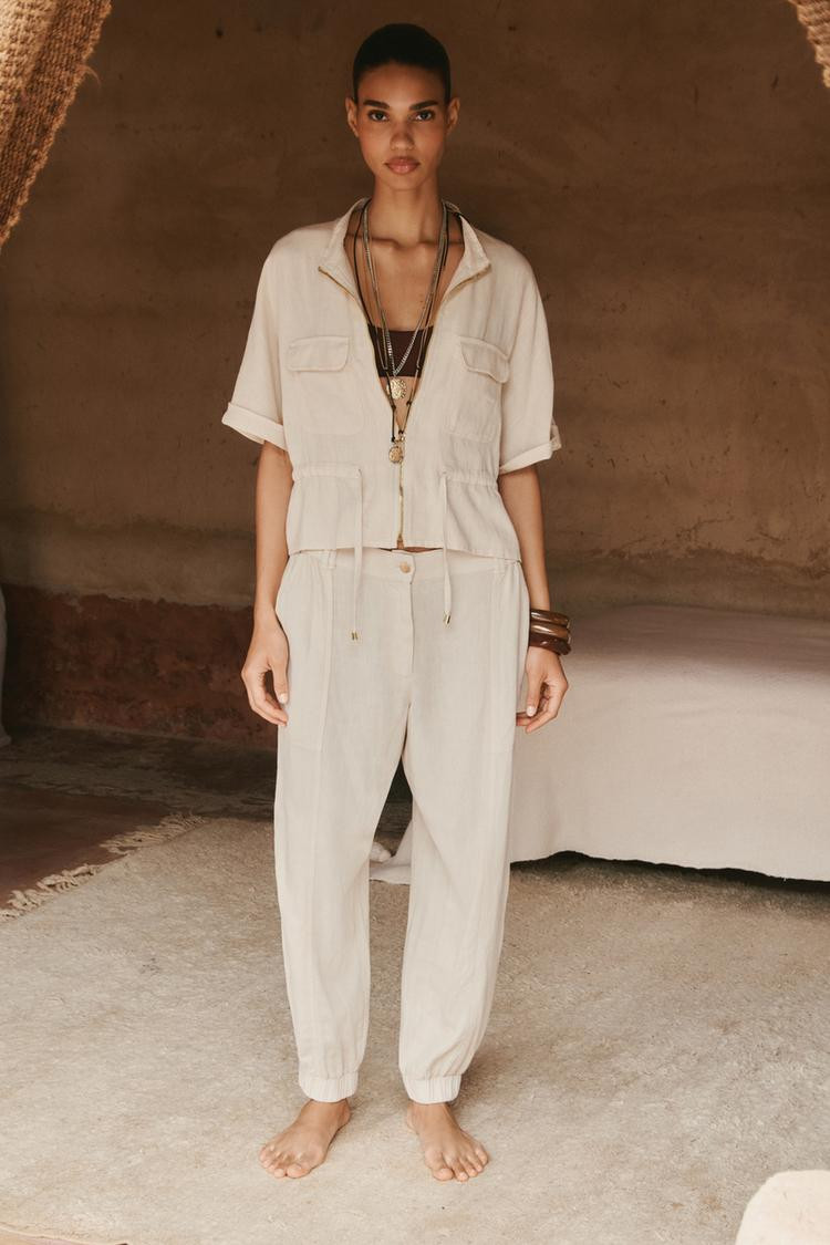 Zara LINEN BLEND SAFARI SHIRT