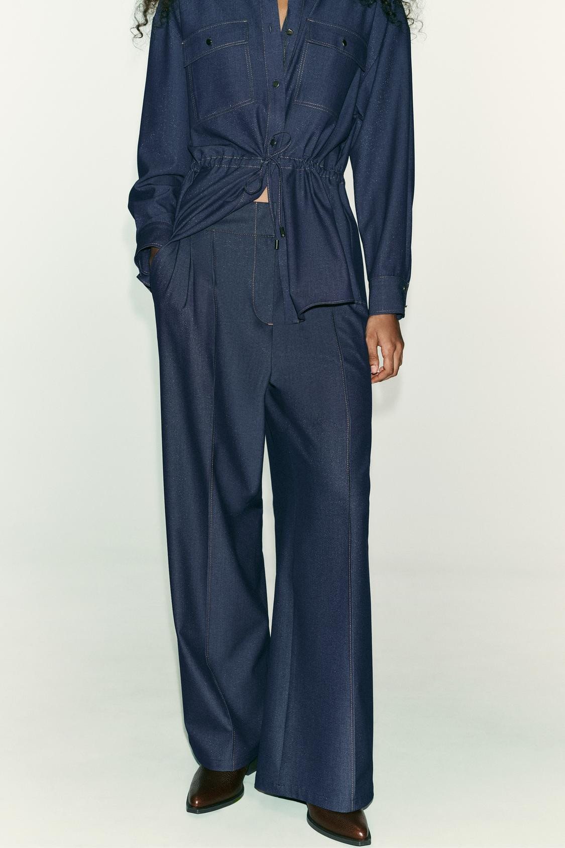 Zara STITCHED WIDE-LEG TROUSERS