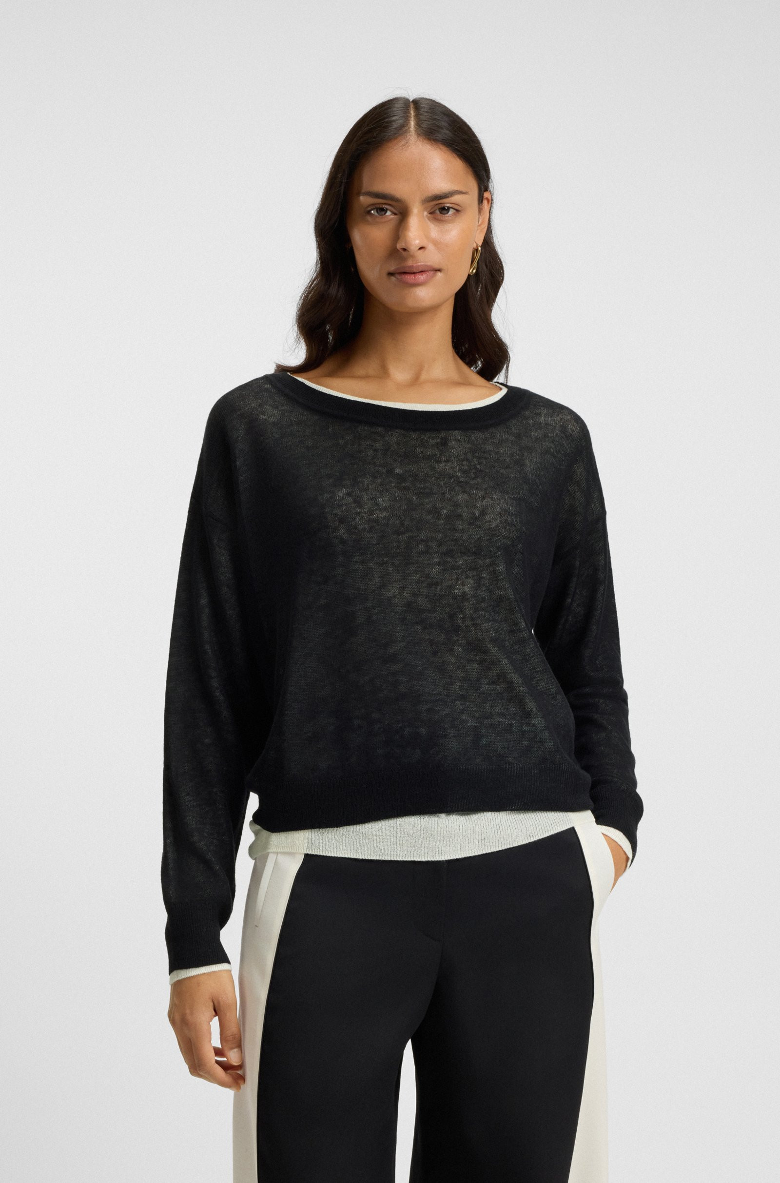 BOSS Knitted sweater with layered design