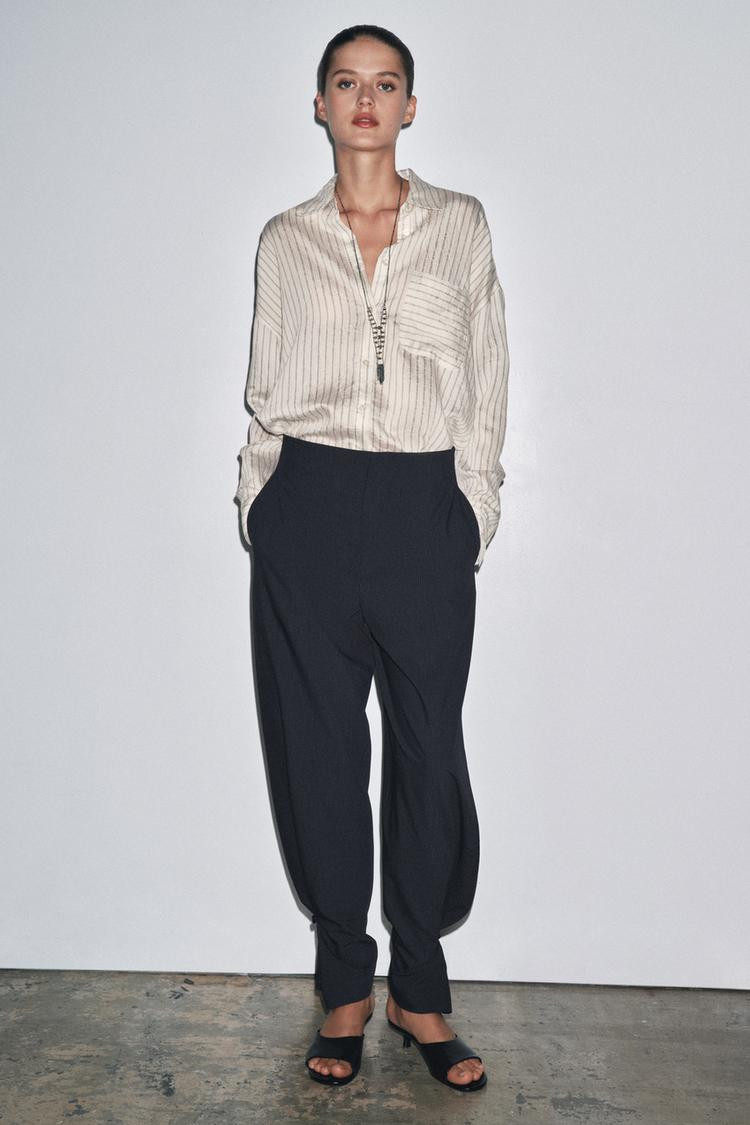 Zara ZW COLLECTION PINSTRIPE BALLOON TROUSERS