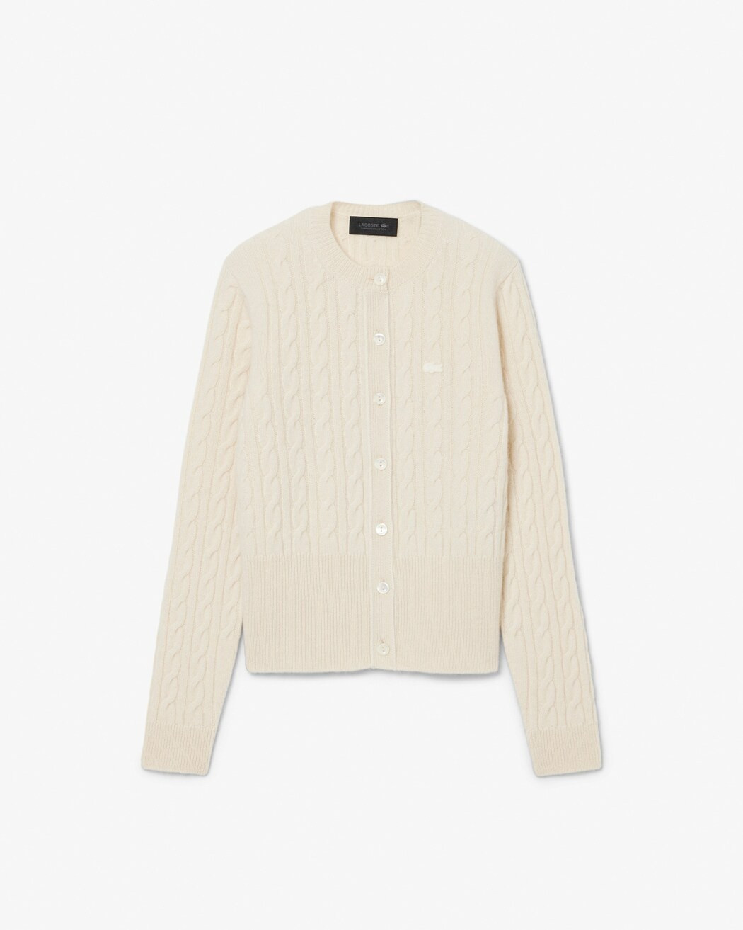 LACOSTE Runway cashmere cardigan with cable knit pattern