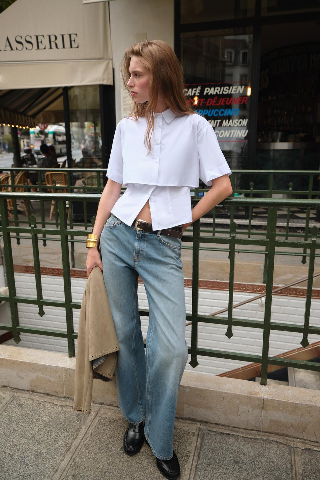 Zara DOUBLE-LAYER POPLIN SHIRT