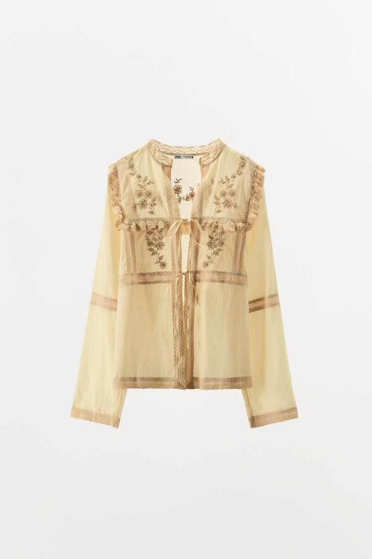 Zara LIMITED EDITION LACE EMBROIDERED BLOUSE