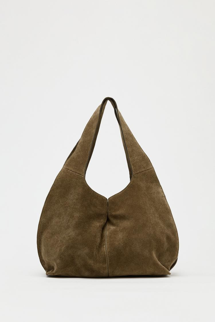 Zara SPLIT SUEDE MAXI BUCKET BAG