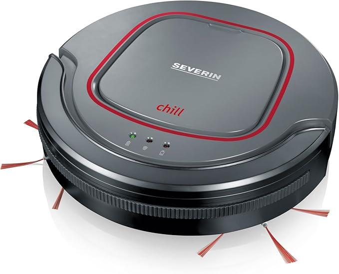 SEVERIN "chill®" Robot Vacuum Cleaner, Powerful Vacuum Cleaner Robot for Hard Floors and Short Pile Carpets, Extra Flat Cleaning Robot with Stair Step Detection, Platinum Grey, RB 7025