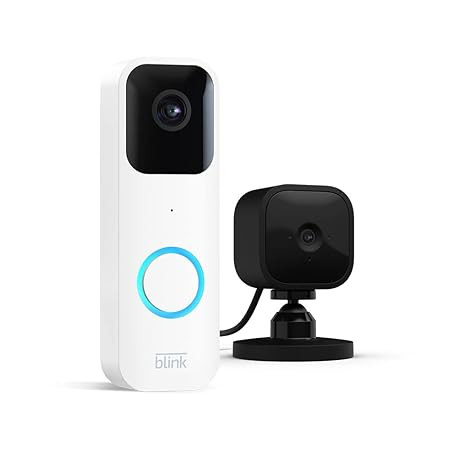 Blink Video Doorbell + Blink Mini (Black), Doorbell with Camera, Intercom Function, HD Video, Long Battery Life, Motion Detection, App Ringing Notifications