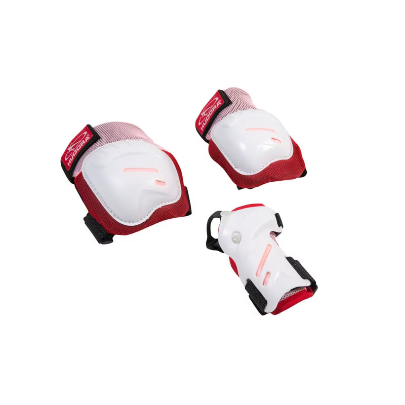 Hudora biomechanical elbow, knee, and wrist protector set Comfort — pink